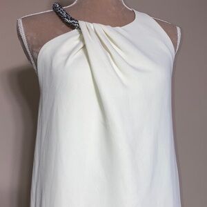 Whistles Elegant Asymmetrical Neckline Off-White Formal Dress- size 4